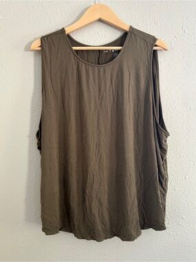 Interval Olive Green Sleeveless Muscle Tank Modal Stretch Comfy Workout Active